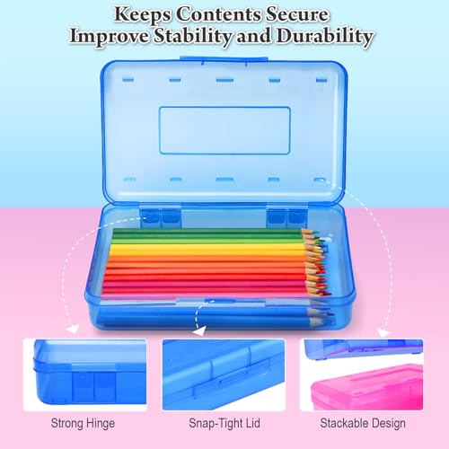 Nuozme Plastic Translucent Pencil Box,Pencil Cases with Snap-Tight Lid for Pens, Pencils, School Supplies,Office Supplies, 1 Pack, Standard Size - Image 4