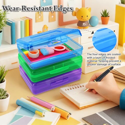 Nuozme Plastic Translucent Pencil Box,Pencil Cases with Snap-Tight Lid for Pens, Pencils, School Supplies,Office Supplies, 1 Pack, Standard Size - Image 3