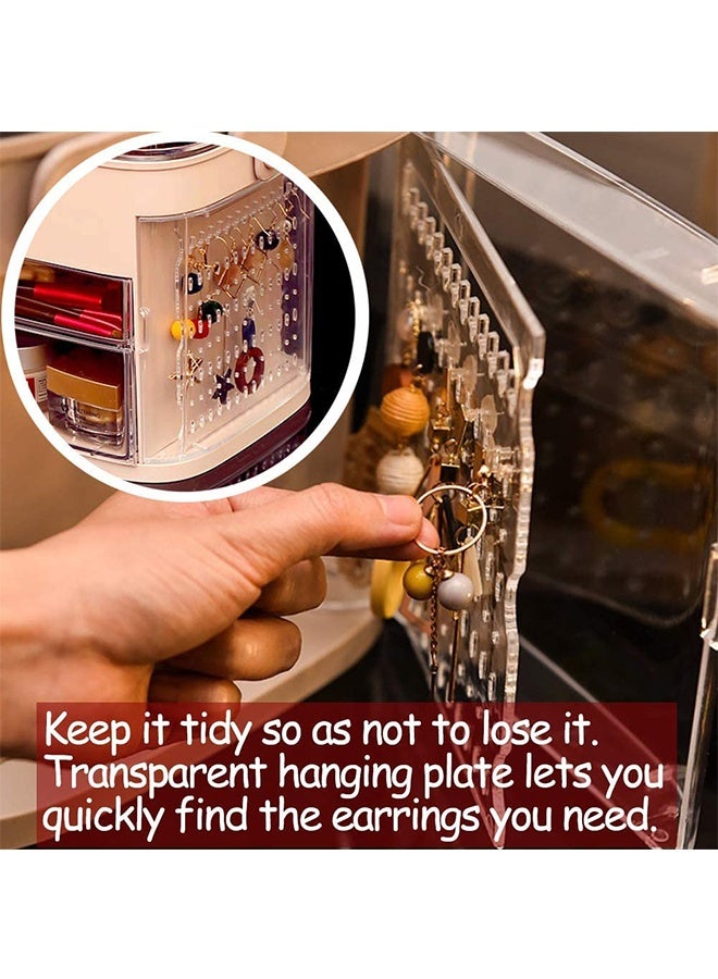 JCB CHIC LED Mirror Light Makeup Organizer Box Cosmetic Storage Box Desktop Dust-Proof Dressing Table Organizer Large-Capacity Makeup Box With Mirror Shelf - Image 3