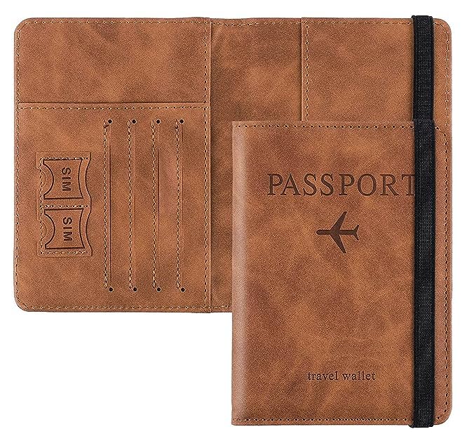 Stealodeal Passport Holder Travel Wallet Organiser, Passport Case with PU Leather Travel Document Holder for Men & Women Travel Accessories (Brown) - Image 1