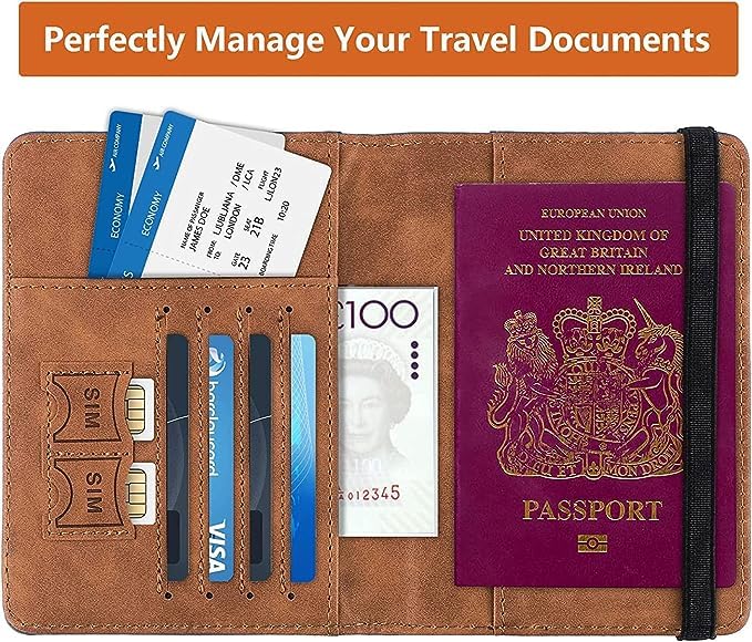 Stealodeal Passport Holder Travel Wallet Organiser, Passport Case with PU Leather Travel Document Holder for Men & Women Travel Accessories (Brown) - Image 4