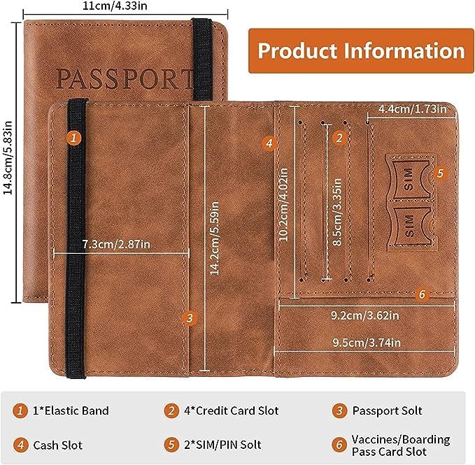 Stealodeal Passport Holder Travel Wallet Organiser, Passport Case with PU Leather Travel Document Holder for Men & Women Travel Accessories (Brown) - Image 2