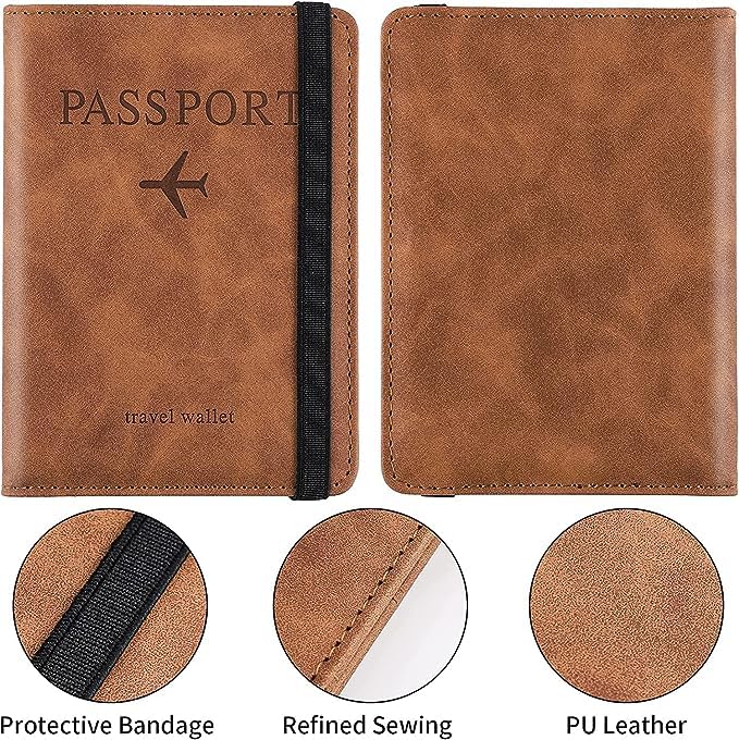 Stealodeal Passport Holder Travel Wallet Organiser, Passport Case with PU Leather Travel Document Holder for Men & Women Travel Accessories (Brown) - Image 5
