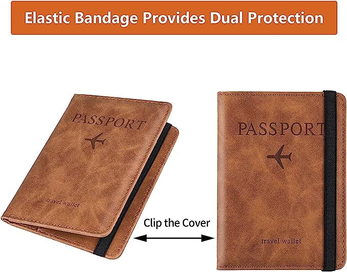 Stealodeal Passport Holder Travel Wallet Organiser, Passport Case with PU Leather Travel Document Holder for Men & Women Travel Accessories (Brown) - Image 3