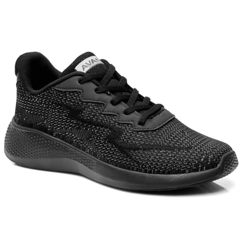 AVANT Men's Classic Knitted Running Shoes|EVA Outsole|Natural Rubber EVA Insole|Knitted Upper Mesh - Black, UK10 - Image 1