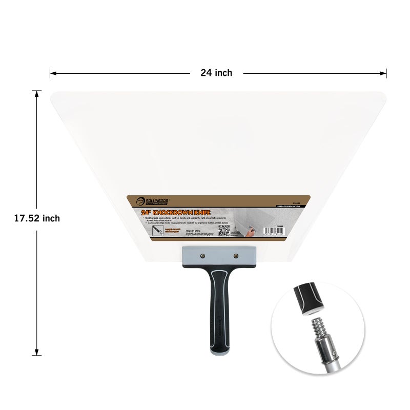 ROLLINGDOG 24 Inch Knockdown Knife - Threaded End Can be Attached to Extension Pole,Acrylic Plastic Blade,Ideal for Creating Knockdown Texture - Image 2