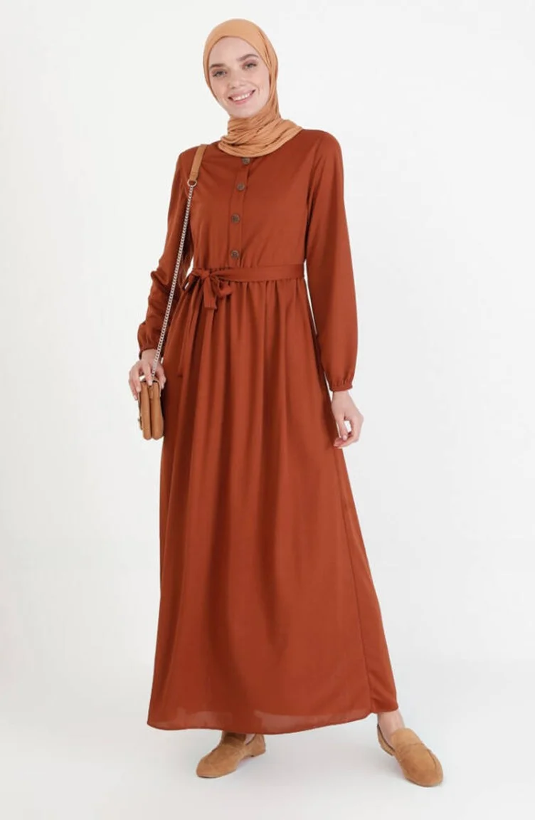Sefa Merve Belted Dress 7979-01 Tan