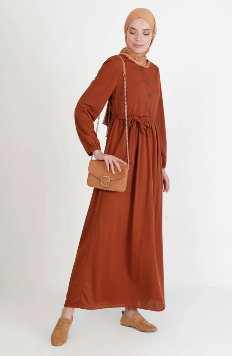Sefa Merve Belted Dress 7979-01 Tan