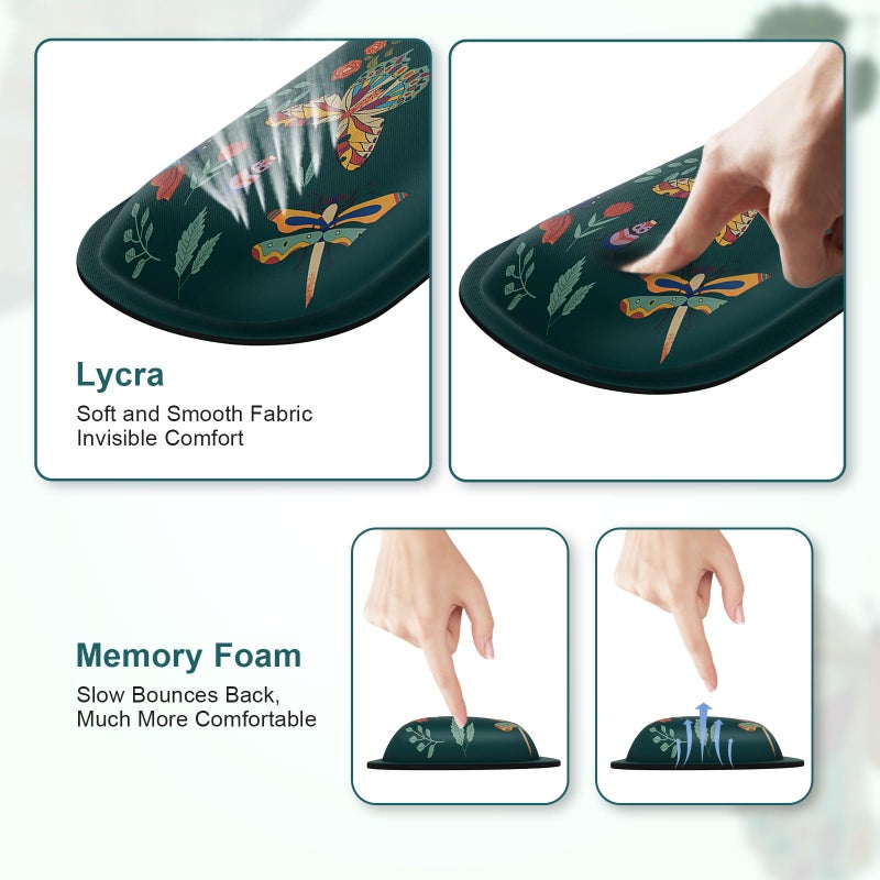 iCasso Ergonomic Mouse Pad with Wrist Rest, Keyboard Wrist Rest Mouse Wrist Rest, Made of Memory Foam, Easy Typing and Relieve Wrist Pain for Computer Keyboard Office(Green Butterfly) - Image 4