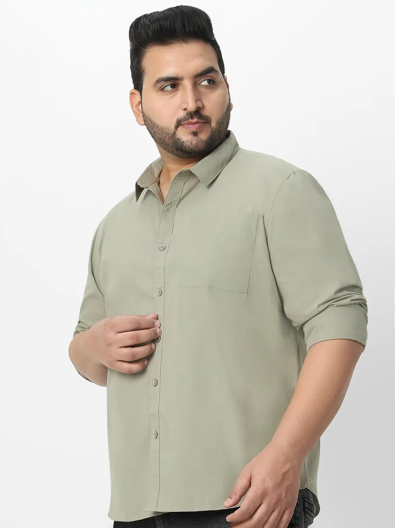 Urbano Fashion  Urbano Plus Men's Olive Cotton Full Sleeve Regular Fit Casual Solid Shirt  | Best Price UAE