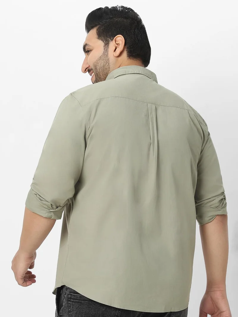 Urbano Fashion  Urbano Plus Men's Olive Cotton Full Sleeve Regular Fit Casual Solid Shirt  | Best Price UAE