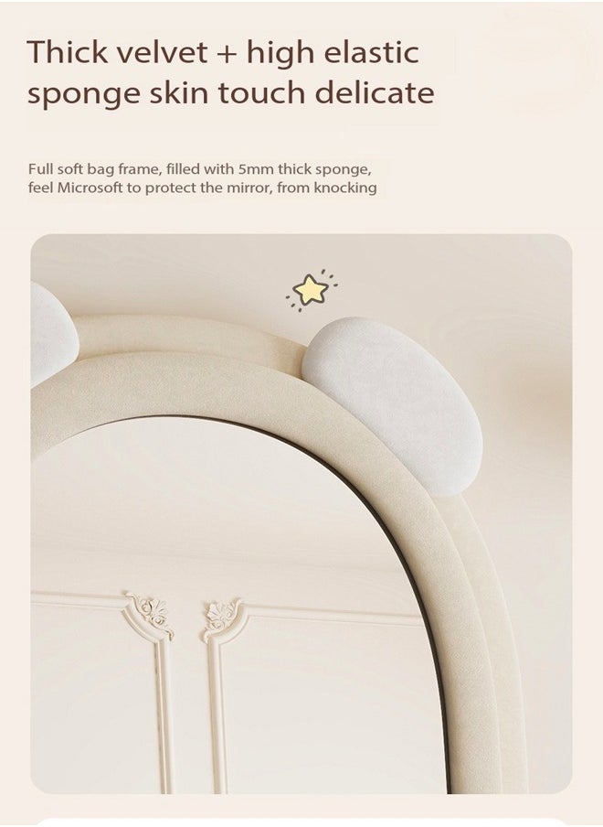 fashionhome - Modern Rabbit Design Full Length Mirror Standing Hanging or Leaning Against Wall Large Bedroom Floor Mirror Dressing Mirror Wall-Mounted Mirror Wood Frame Wavy Mirror Round Corner 60x160 cm - Image 1