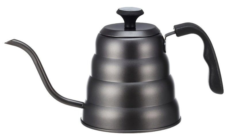 Stainless Steel Gooseneck Pour Over Kettle Matte Black 1.2L Layered Body Ergonomic Handle Coffee Drip Kettle - Image 2