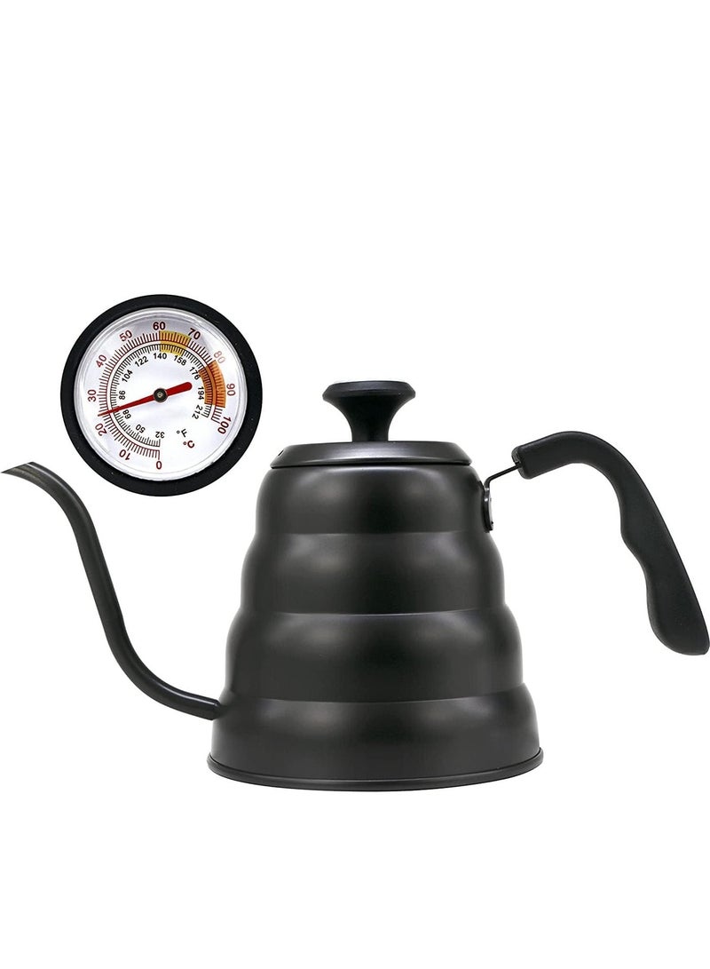 Stainless Steel Gooseneck Pour Over Kettle Matte Black 1.2L Layered Body Ergonomic Handle Coffee Drip Kettle - Image 1