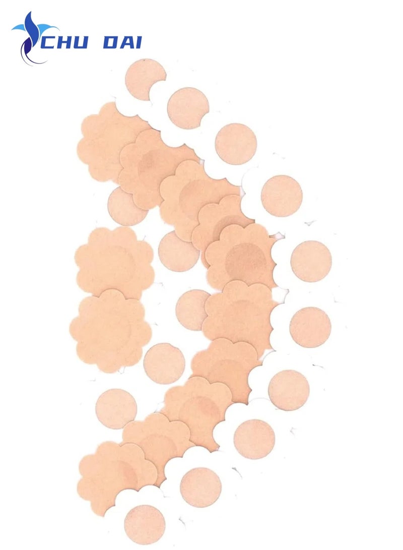 CHU DAI 20 Pieces Breast Covers Nipple Cover Pasties, Disposable Nipple Covers, Bra Pad, Self-Adhesive No Show Bra (Standard 6 cm, Beige) - Image 2