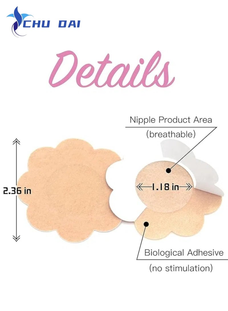 CHU DAI 20 Pieces Breast Covers Nipple Cover Pasties, Disposable Nipple Covers, Bra Pad, Self-Adhesive No Show Bra (Standard 6 cm, Beige) - Image 3