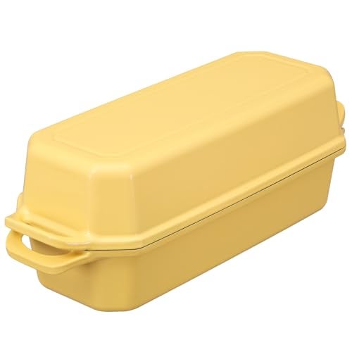 Flavehc Bread Pan Cast Iron Loaf Pan with Lid Bread Loaf Pan 13x5 Inch Enameled Cast Iron Sourdough Bread Pan,Yellow - Image 2
