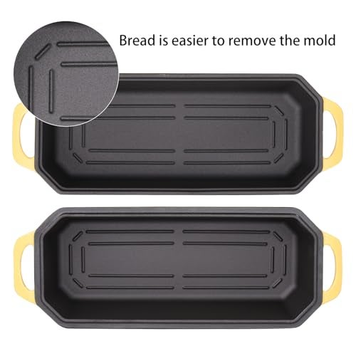 Flavehc Bread Pan Cast Iron Loaf Pan with Lid Bread Loaf Pan 13x5 Inch Enameled Cast Iron Sourdough Bread Pan,Yellow - Image 4