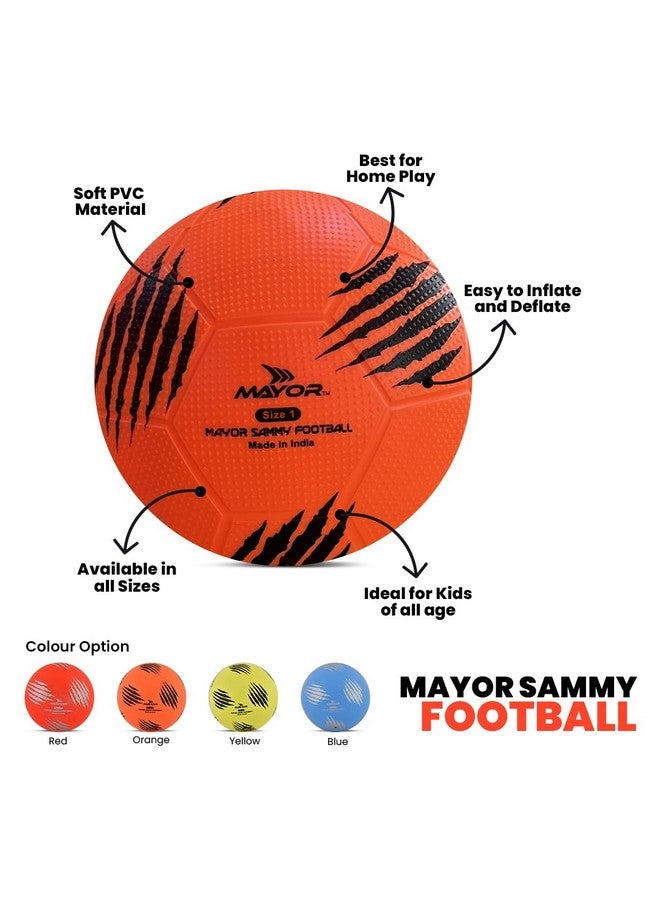 Mayor Sammy Indoor and Outdoor Rubber Football Kids Football for Age Group Below 9 Years - Size: 3 (Pack of 1, Orange) - Image 2
