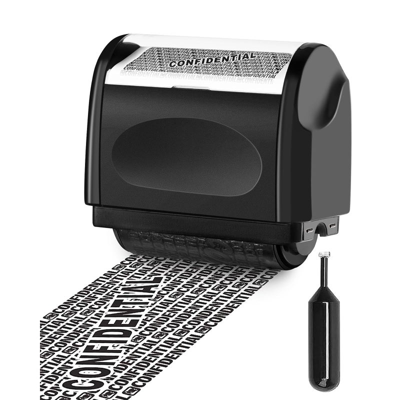 Identity Theft Protection Roller Stamp 1 Refill Ink  Confidential Roller Stamp for Identity Protection  Security Stamps Blocking Out Privacy Information and Guard Your Address and ID