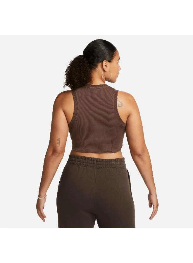 Nike Women's Sportswear Chill Tight Cropped Mini-Rib Tank Top