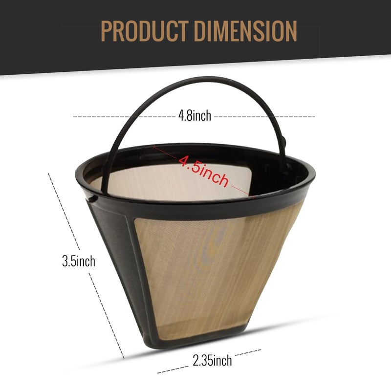 PERMINKS Reusable #4 Gold Tone Mesh Cone Coffee Maker Filter Basket - exact Replacement for Cuisinart, Ninja, Hamilton Beach, Breville, Moccamaster, Bonavita, Farberware, 1pc - Image 4