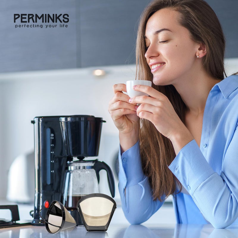 PERMINKS Reusable #4 Gold Tone Mesh Cone Coffee Maker Filter Basket - exact Replacement for Cuisinart, Ninja, Hamilton Beach, Breville, Moccamaster, Bonavita, Farberware, 1pc - Image 5