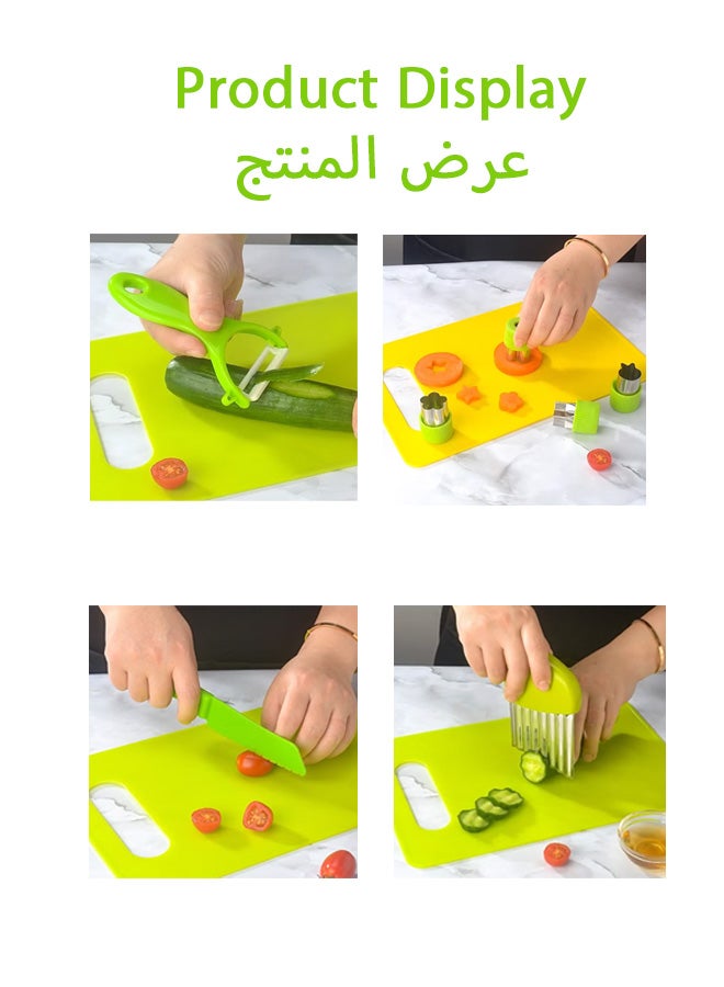شبيلي مجموعة أدوات المطبخ للأطفال 17 قطعة، سكينة فواكه بلاستيكية آمنة للأطفال مع لوح تقطيع، حواف مسننة ومقبض غير قابل للانزلاق، خالية من BPA، متينة وخفيفة الوزن، ألعاب تعليمية للأطفال - Image 3