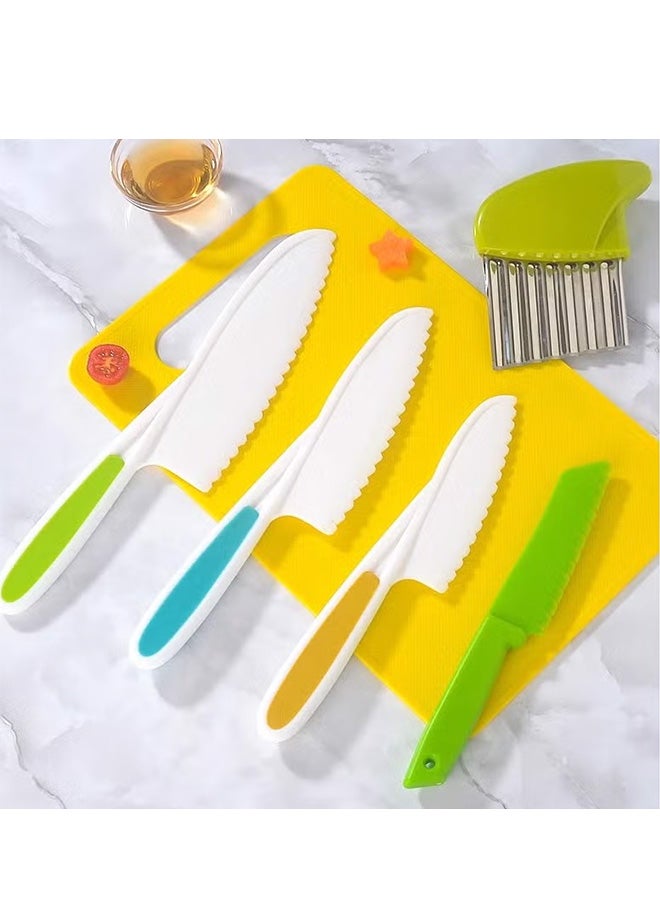 شبيلي مجموعة أدوات المطبخ للأطفال 17 قطعة، سكينة فواكه بلاستيكية آمنة للأطفال مع لوح تقطيع، حواف مسننة ومقبض غير قابل للانزلاق، خالية من BPA، متينة وخفيفة الوزن، ألعاب تعليمية للأطفال - Image 5