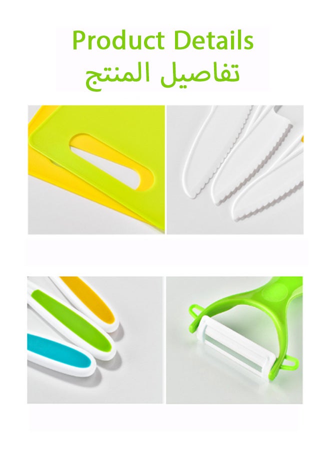 شبيلي مجموعة أدوات المطبخ للأطفال 17 قطعة، سكينة فواكه بلاستيكية آمنة للأطفال مع لوح تقطيع، حواف مسننة ومقبض غير قابل للانزلاق، خالية من BPA، متينة وخفيفة الوزن، ألعاب تعليمية للأطفال - Image 2