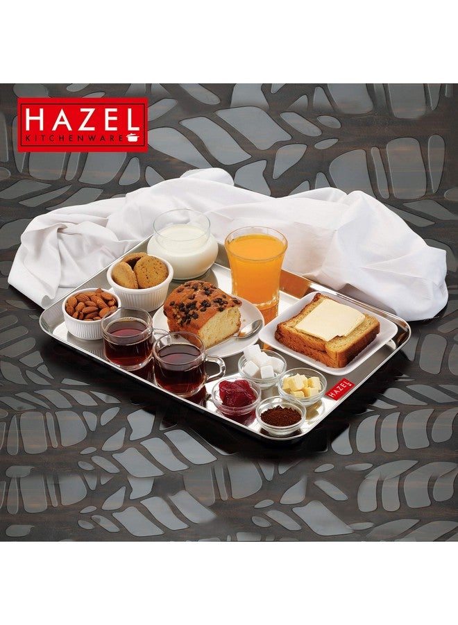 Hazel صينية تقديم مستطيلة من الفولاذ المقاوم للصدأ من هازيل، كبيرة جداً، فضية، 40.5 × 28.6 سم - Image 2