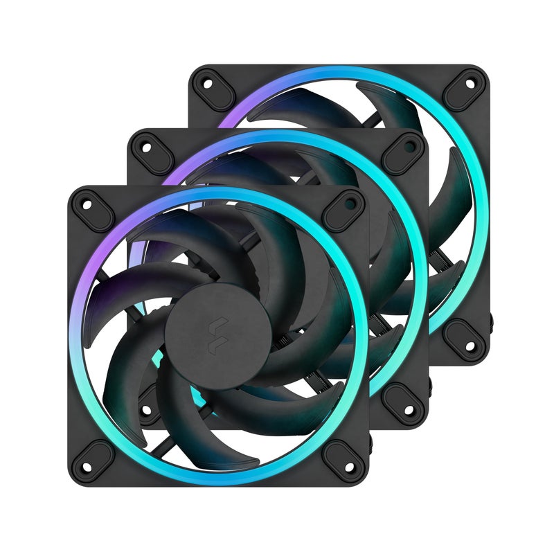 Fractal Design Momentum 12 RGB Silent PC Case Fan 120 mm ARGB Gen 216 LEDs Liquid Crystal Polymer LCP Blades FDB Fluid Dynamic Bearing Cooling Performance Airflow Black 3 Pack - Image 2