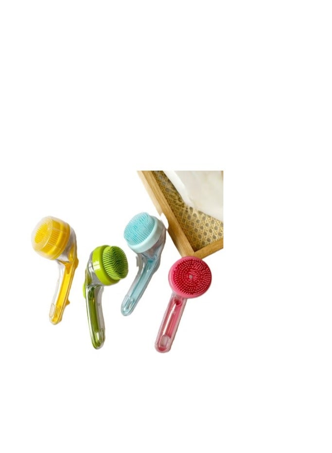 Silicone And Plastic Bath Brush With soap Dispenser In Random Color - Image 3