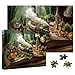 Larkipuzz Magic Train Books Puzzles for Adults 1000 Pieces Vintage Forest House Jigsaw Puzzle Challenging Landscape Art Puzzles - Image 2
