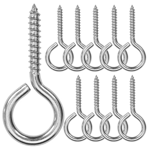 ACCZIO 10PCS 2.55 inches Screw Eyes M5 304 Stainless Steel Eye Screws, Heavy Duty Screw, Eye Hooks Screw Eye Bolts Eye Hooks Screw, Indoor & Outdoor Uses (10, M5-2.55inch) - Image 1