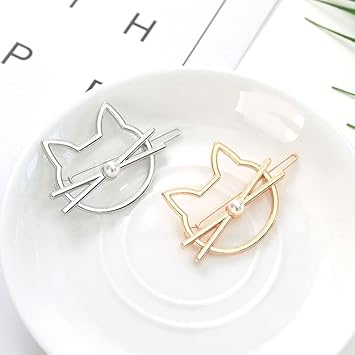 minkissy 4pcs Cat Hair Clips for Women Metal Hair Clips Hollow Cat Golden Sliver Hair Barrettes Cat Shaped Hair Clips for Women Girls - Image 2