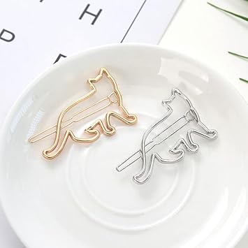 minkissy 4pcs Cat Hair Clips for Women Metal Hair Clips Hollow Cat Golden Sliver Hair Barrettes Cat Shaped Hair Clips for Women Girls - Image 3