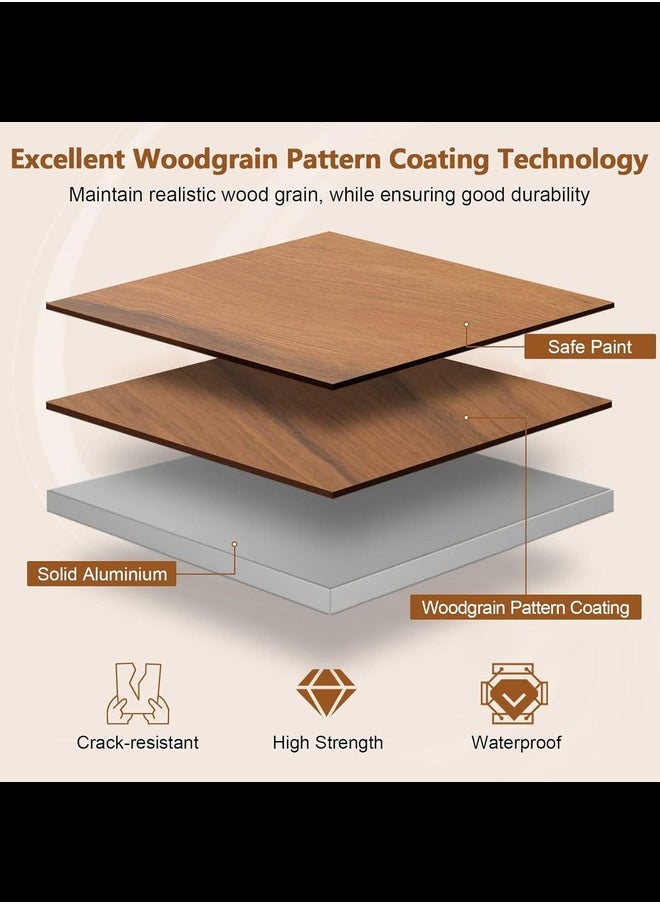 Folding Picnic Table, Roll-Up Aluminum Camping Table with Wood Grain, Portable Low Height Beach Table with Carry Bag for Camping, Picnic, BBQ & Hiking, Easy Assembly
