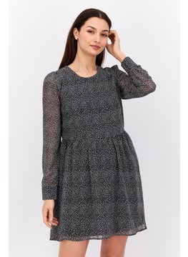 Pepe Jeans Women Allover Print Mini Dress, Black  - Image 1