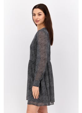 Pepe Jeans Women Allover Print Mini Dress, Black  - Image 2