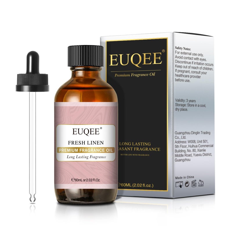 EUQEE Fresh Linen Fragrance Oil 60ml Premium Fragrance Essential Oil for Aromatherapy, Diffusers, DIY Bath Bombs, Candle Making (2.02 Fl oz) - Image 1