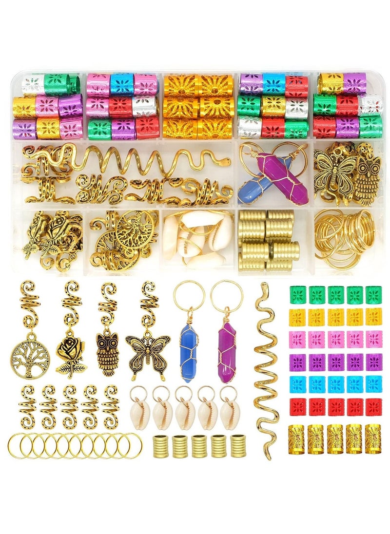 Dreadlock Hair Jewelry for Women - Crystal Gemstone Pendants, Colorful Hair Rings, and Cute Accessories like Butterfly, Rose, Shell, and Snake for Braided Hairstyles. - Image 1