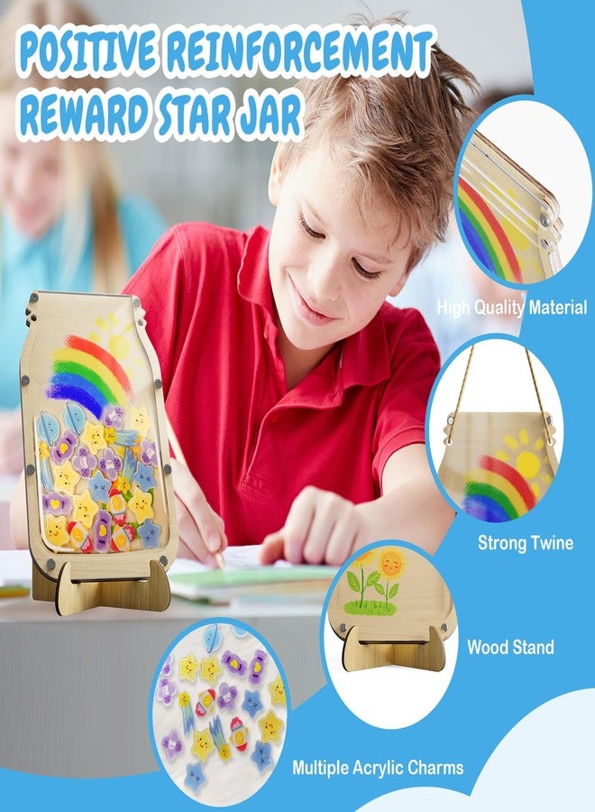 Bemaystar 45 Pcs Reward Star Jar Classroom: Large 5.5 x 8.7" Reward Stars Jar Good Behavior Incentive Chart Management Tools for Students Kids - Image 3