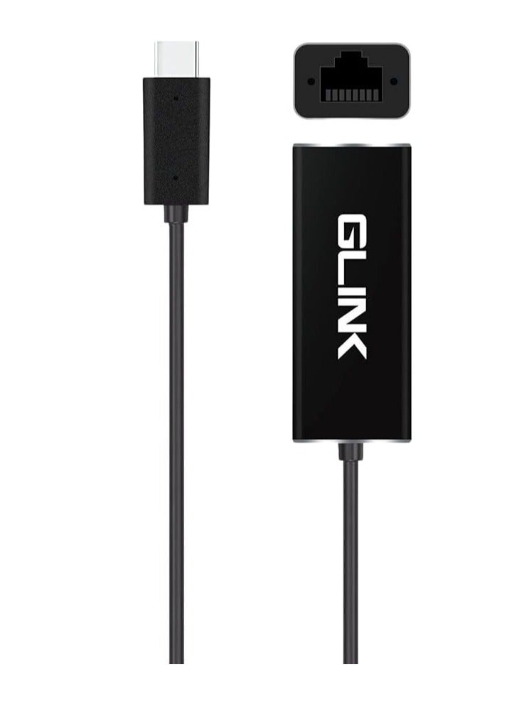 جلينك شاحن جي ال 014 USB نوع C الى ار جيه 45 جيجابت ايثرنت 10/100/1000 ميجابت في الثانية من جلينك، متوافق مع جالكسي اس 22 الترا، ايباد برو 2020، ماك بوك برو، كروم بوك بيكسل، ديل اكس بي اس 13 -هيكل الومنيوم - Image 1