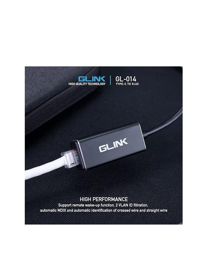 جلينك شاحن جي ال 014 USB نوع C الى ار جيه 45 جيجابت ايثرنت 10/100/1000 ميجابت في الثانية من جلينك، متوافق مع جالكسي اس 22 الترا، ايباد برو 2020، ماك بوك برو، كروم بوك بيكسل، ديل اكس بي اس 13 -هيكل الومنيوم - Image 2