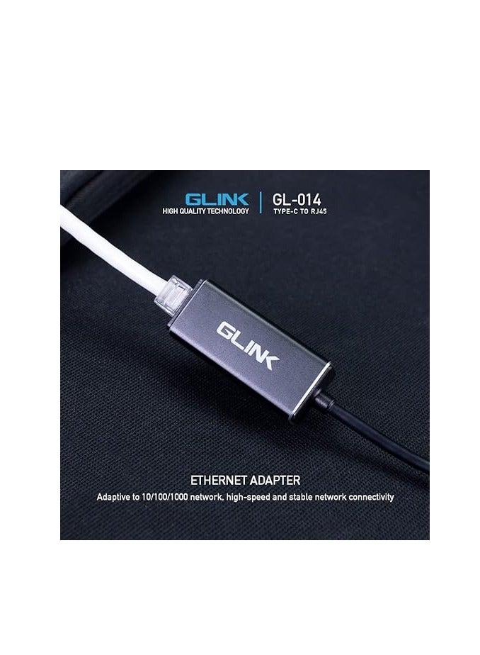 جلينك شاحن جي ال 014 USB نوع C الى ار جيه 45 جيجابت ايثرنت 10/100/1000 ميجابت في الثانية من جلينك، متوافق مع جالكسي اس 22 الترا، ايباد برو 2020، ماك بوك برو، كروم بوك بيكسل، ديل اكس بي اس 13 -هيكل الومنيوم - Image 4