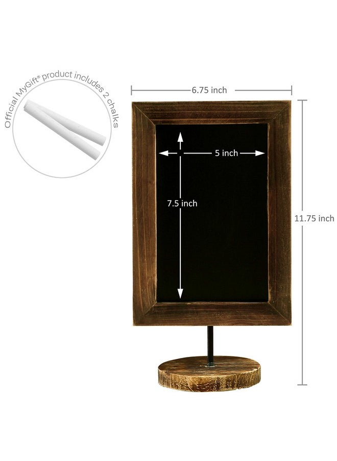 MyGift - Set Of 3 Tabletop Chalkboard Sign With Burnt Wood Frame And Round Base Decorative Wedding Table Place Card Signage Rustic Small Kitchen Countertop Memo Board - Image 1