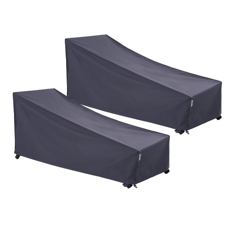 F&J Outdoors FJ Outdoors Waterproof UV Resistant Heavy Duty Patio Chaise Lounge Chair Cover 2Pack 84Lx32Wx34H Grey