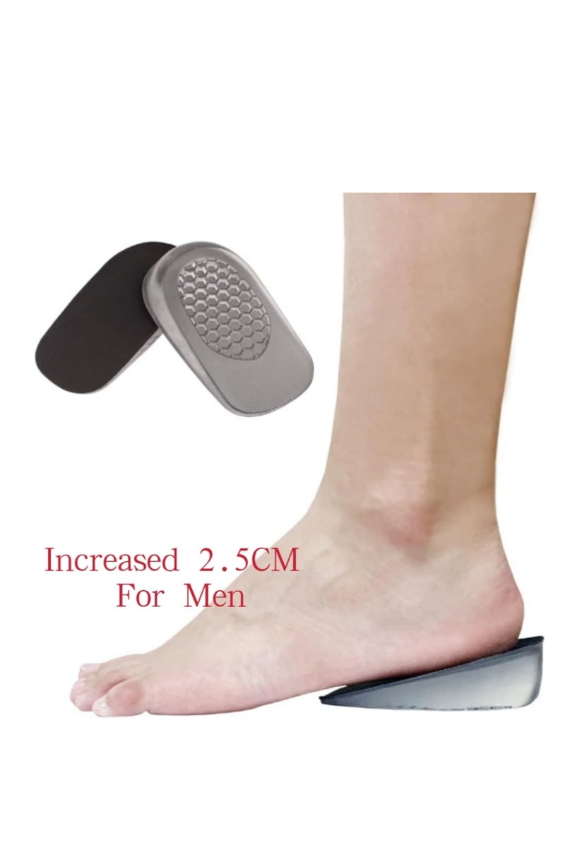Men 2.5CM Increased Shoe Insoles Height Increase Shoe Inserts, Inner Heightening Insole Silicone Socks Inner Invisible Heightening Pad Foot Pad Heel Pad Half Pad Anti-Wear Shock Absorption 1 Pair - Image 1