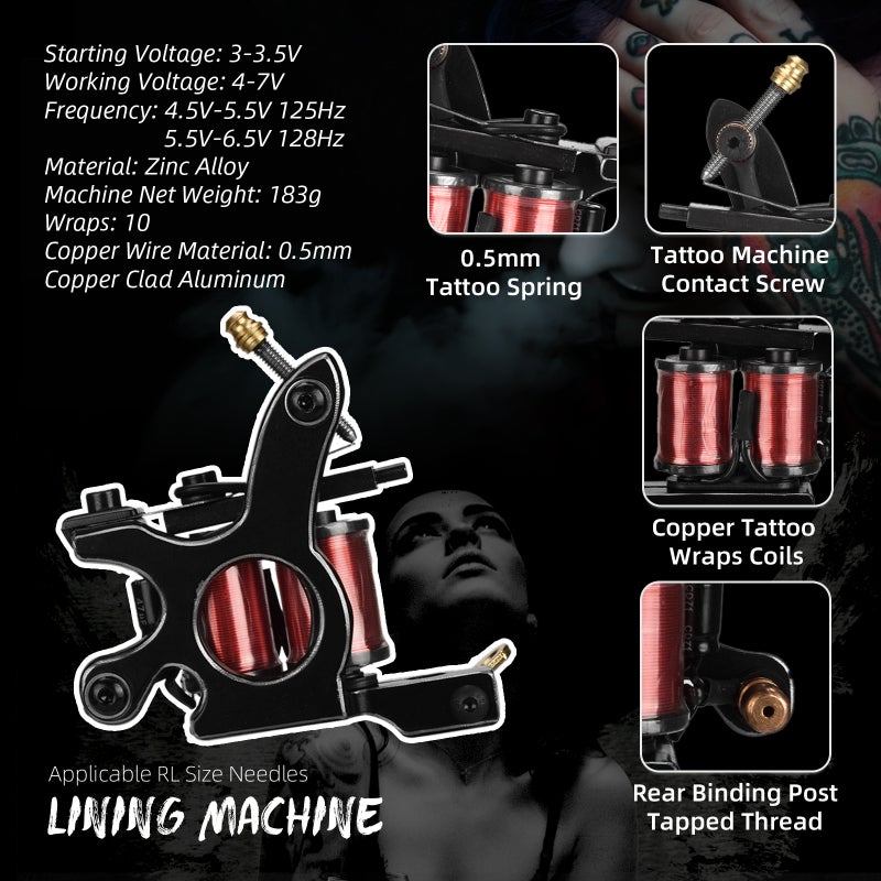 Tattoos Kit Compact Size Tattoos Machine Set - Adjustable Design Professional Tattoos Tool for Long-Lasting Effect - Image 2